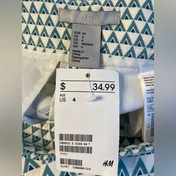 NWT H&M Wide Leg Pants Triangle Pattern 4 - Picture 5 of 6